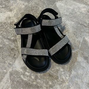 Black and silver rhinestone sandals forever 21